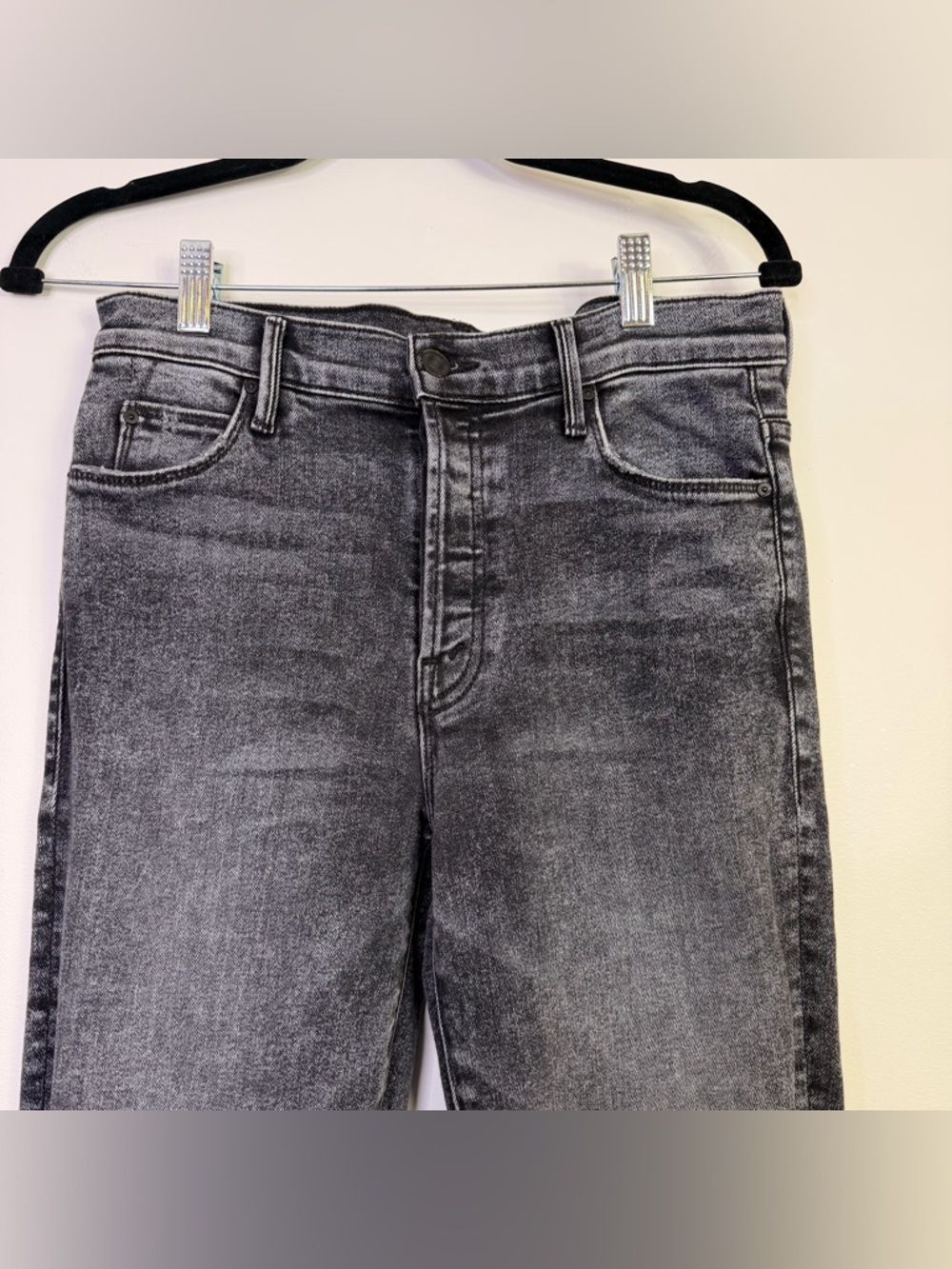 MOTHER The Stunner High Rise Skinny Jeans 29 Charcoal “Train Stops” Denim - Picture 3 of 13